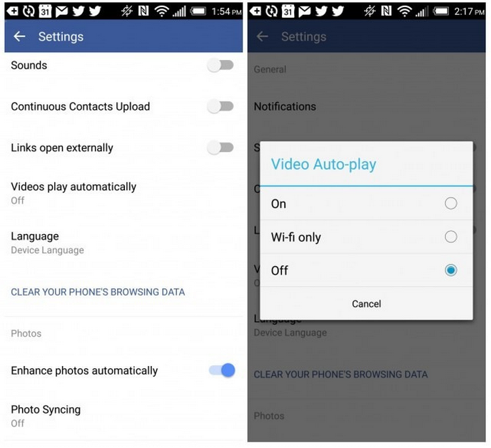 Как да изключим autoplay на видео във Facebook за Android