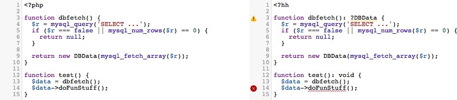 Един и същ код, написан на PHP и Hack
